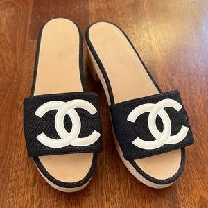 CHANEL Black and White Mules